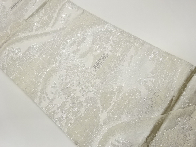 JAPANESE FUKURO OBI / PLATINUM FOIL / WOVEN TREES